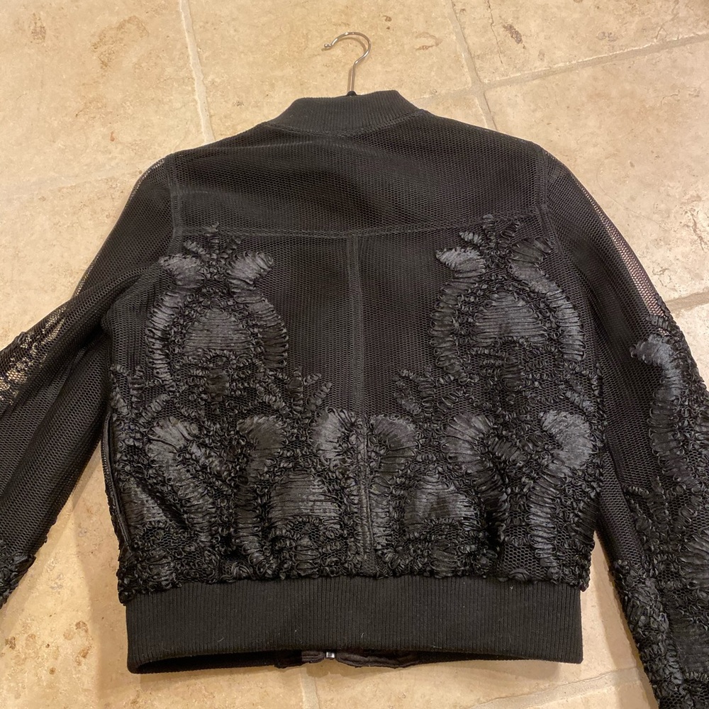 Mesh Embroidered Bomber Jacket - Picture 5 of 8
